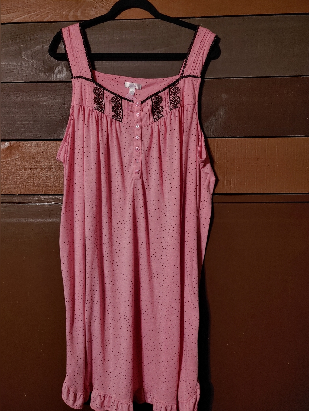Secret Treasures 3X (22-24) Sleeveless Pink Black Polka Dots Nightgown